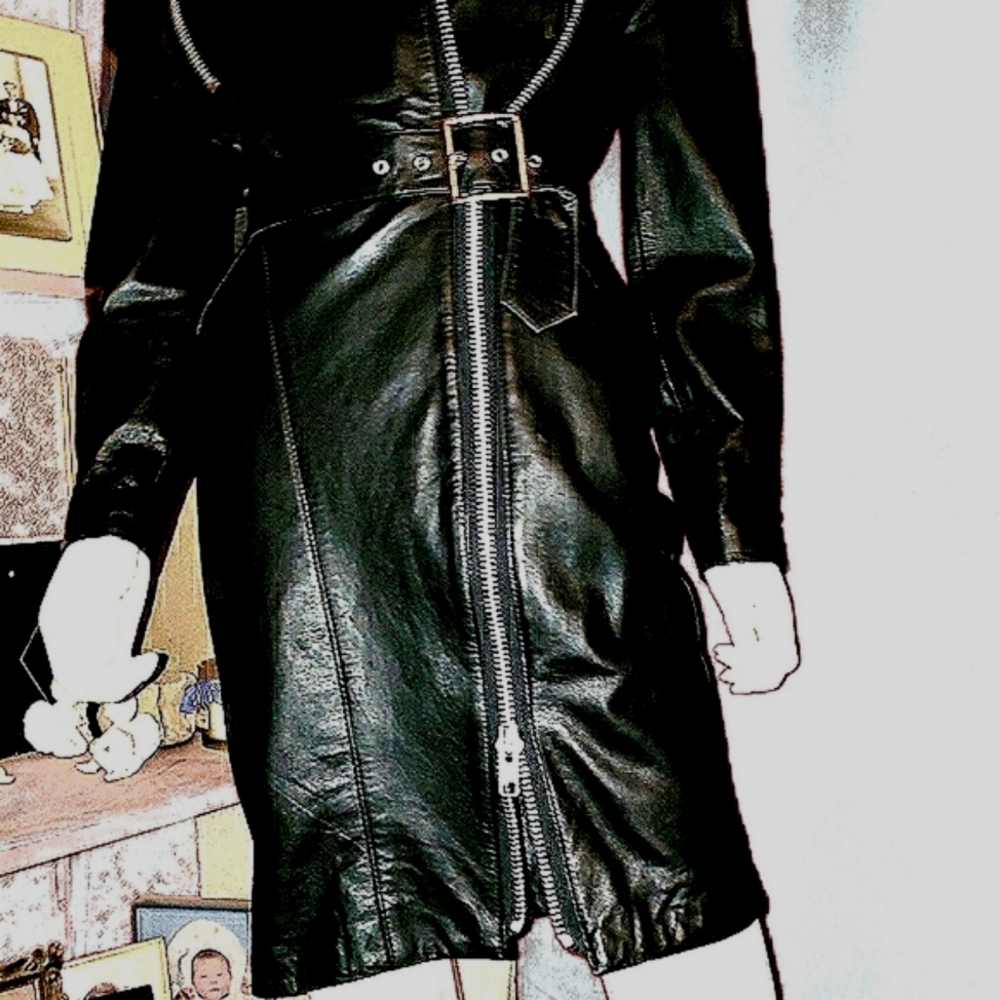 🖤VNTG MINT Black Leather Moto Dress by Michael Hoban 4 North Beach Leather 🖤 - Picture 3 of 13